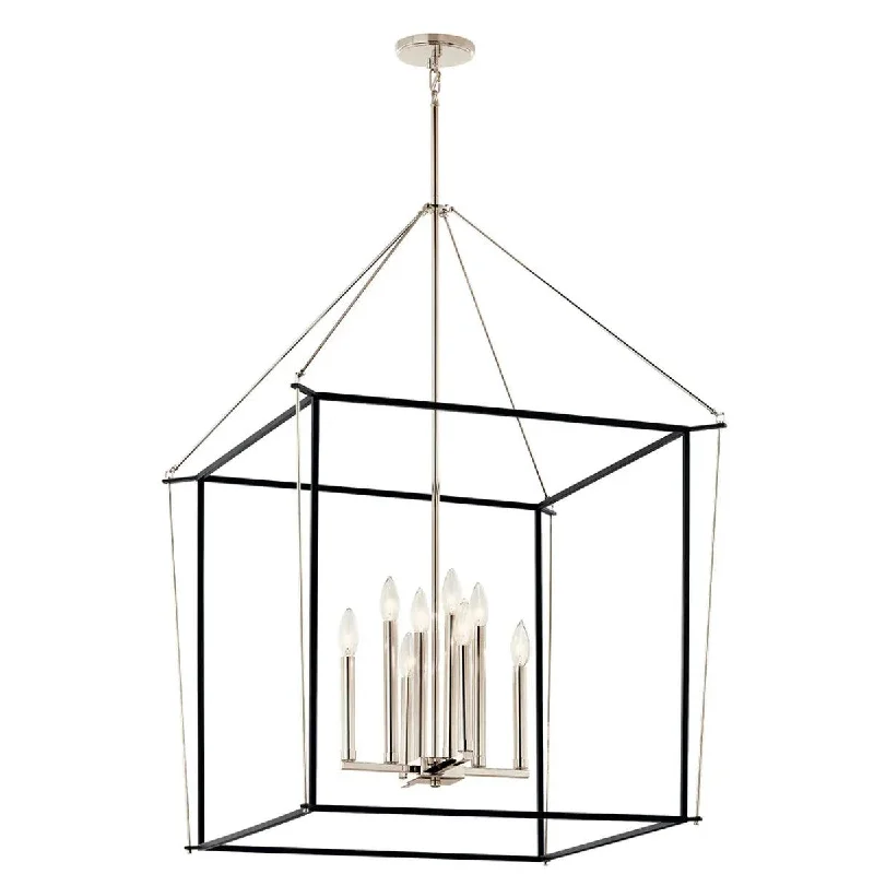 Industrial Task Lighting for Precision WorkstationsEisley 40" 8-Light Pendant Light, Black and Polished Nickel Finish Industrial Task Lighting for Precision WorkstationsEisley 40" 8-Light Pendant Light, Black and Polished Nickel Finish