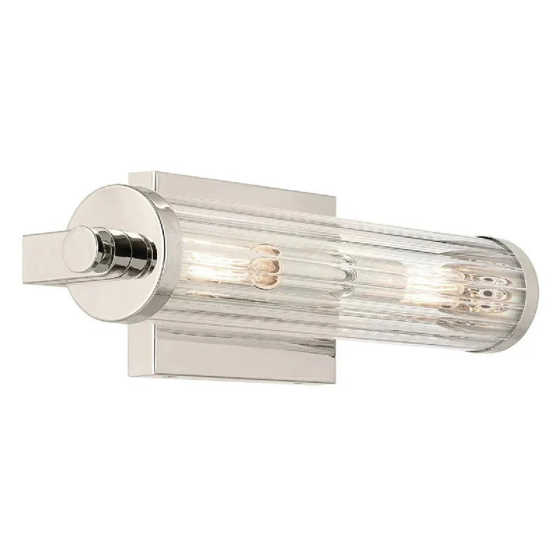 Dust - Resistant Industrial Lighting for Dirty WorkspacesAzores 16 In 2-Lights Bathroom Vanity Light With Clear Fluted Glass, Silver Finish Dust - Resistant Industrial Lighting for Dirty WorkspacesAzores 16 In 2-Lights Bathroom Vanity Light With Clear Fluted Glass, Silver Finish