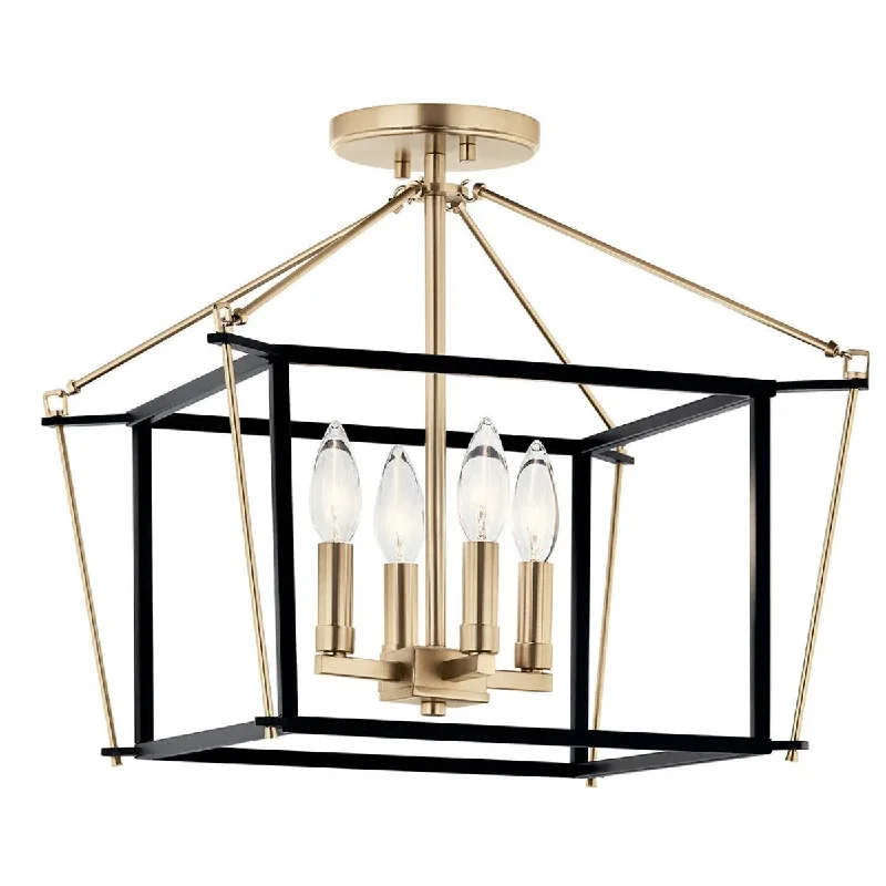 Industrial Pendant Lighting for Machine ShopsEisley 16" 4-Light Semi-Flush Mount Light, Black and Champagne Bronze Finish Industrial Pendant Lighting for Machine ShopsEisley 16" 4-Light Semi-Flush Mount Light, Black and Champagne Bronze Finish