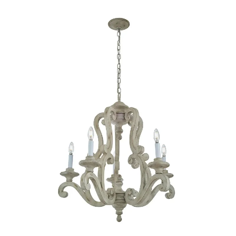 Industrial Lighting for Furniture FactoriesHayman Bay 30" 5-Light Chandelier 1-Tier, Distressed antique white Finish