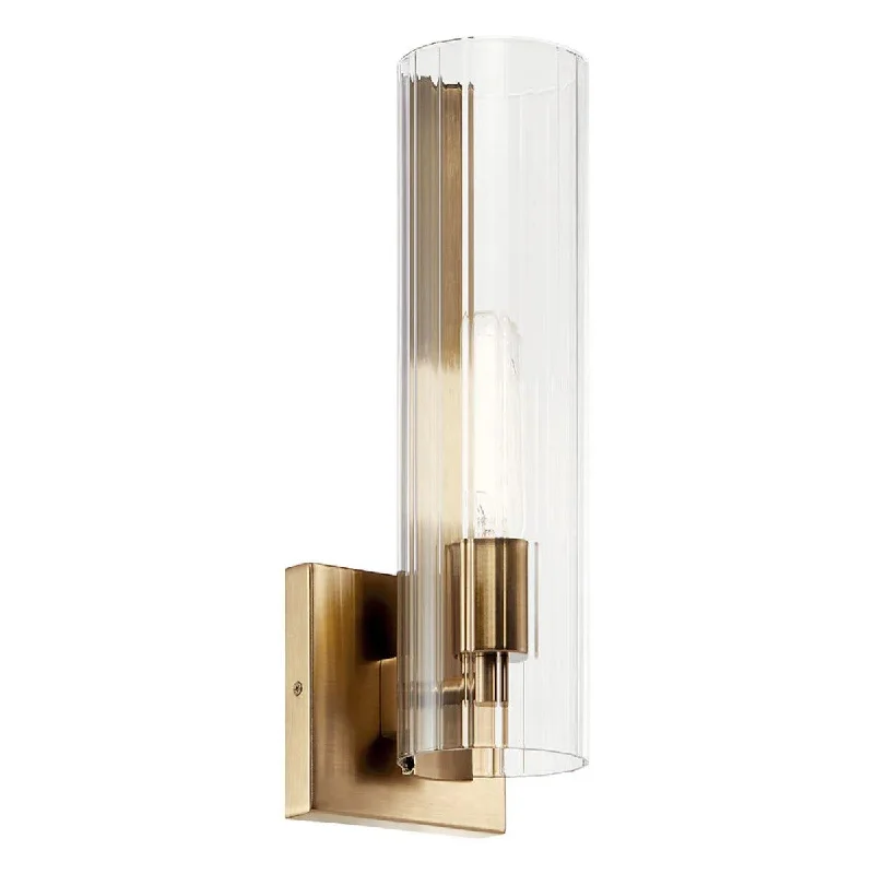 Industrial Ceiling - Mounted Lighting for Assembly PlantsJesma 14" 1-Light Wall Sconce With Clear Fluted Glass, Bronze Finish