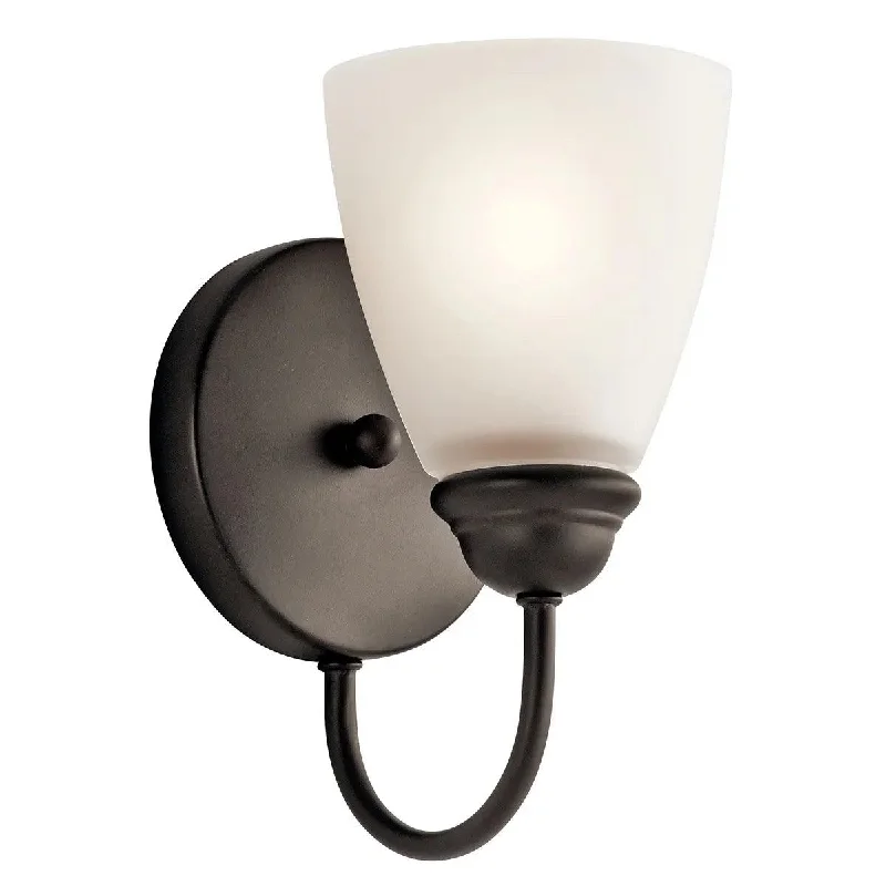 Low - Bay Industrial Lighting Fixtures for Small FactoriesJolie 9" 1-Light LED Wall Scocne With Clear Satin Etched Glass, Bronze Finish