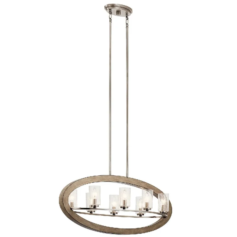 Industrial Wall - Mounted Lighting for Workshop WallsGrand Bank 36" 8-Light Linear Chandelier with Clear seeded glass, Distressed antique gray Finish