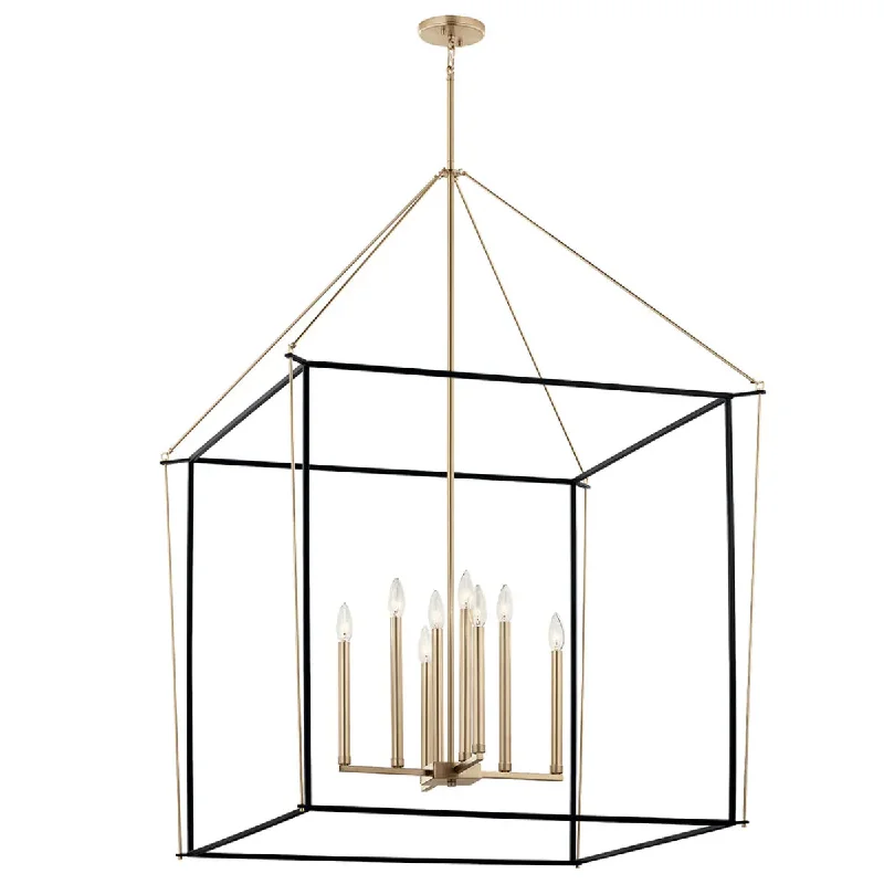 Waterproof Industrial Lighting for Wet AreasEisley 50" 8-Light Pendant Light 2-tier, Black and Champagne Bronze Finish
