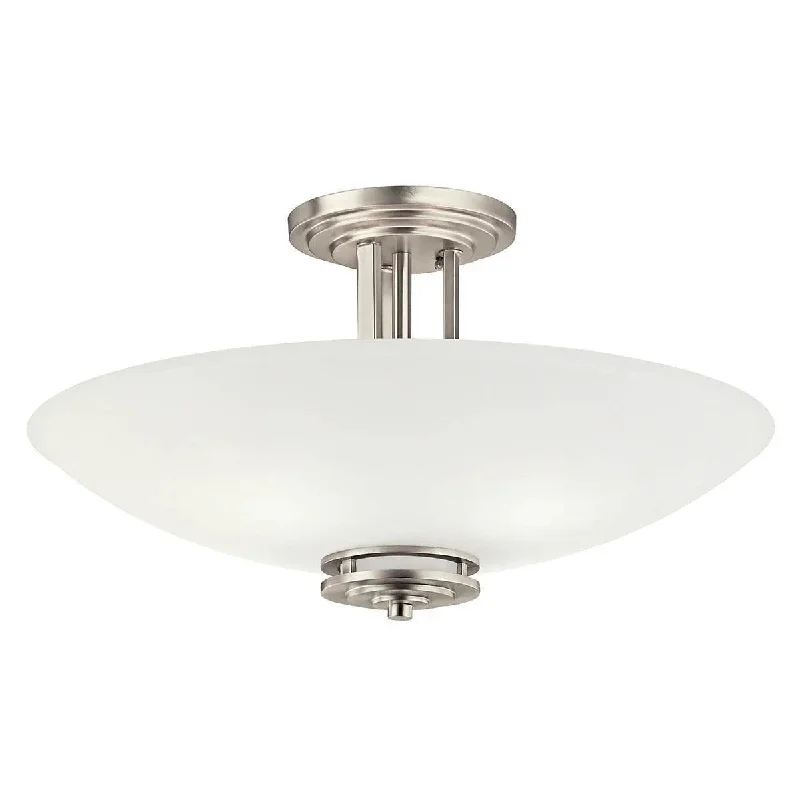 Industrial Flood Lighting for Outdoor Loading DocksHendrik 24" 4-Light Semi-Flush Mount Light with Satin etched cased opal glass, Brushed nickel Finish