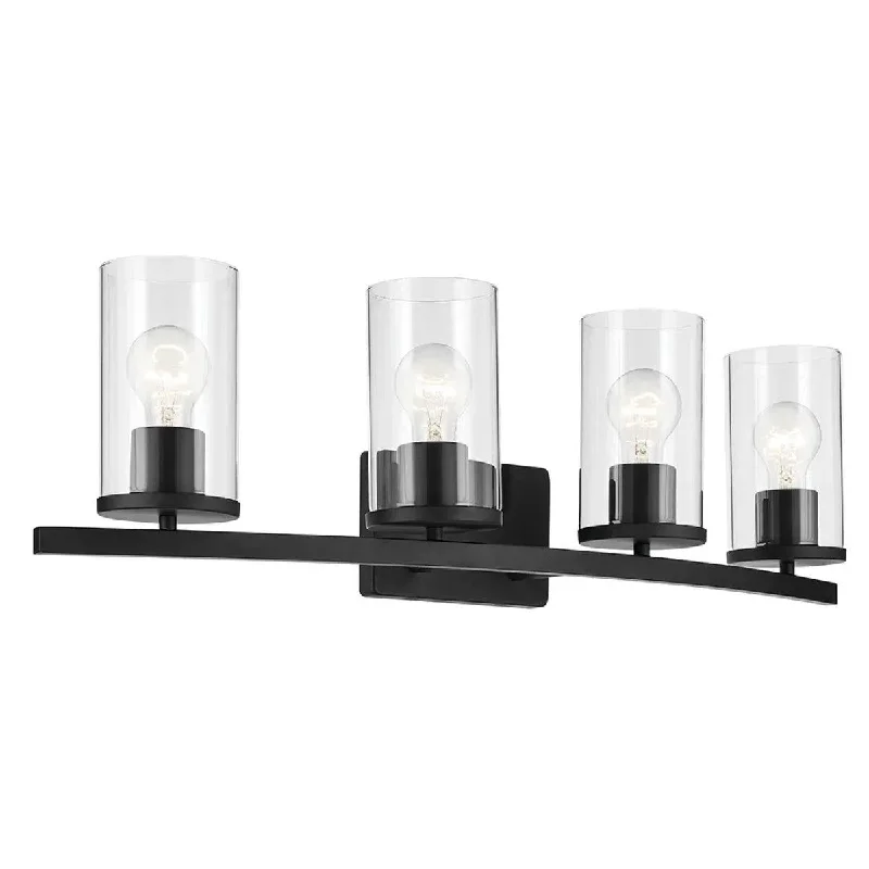 Industrial Wall - Mounted Lighting for Workshop WallsCrosby 31 In 4-Lights Bathroom Vanity Light, Black Finish Industrial Wall - Mounted Lighting for Workshop WallsCrosby 31 In 4-Lights Bathroom Vanity Light, Black Finish