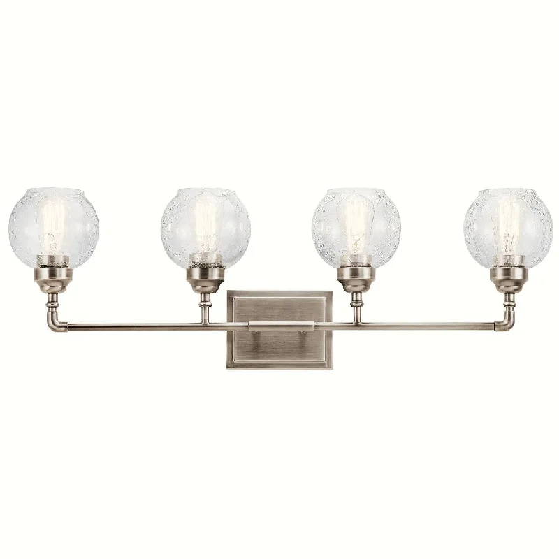 Dimmable Industrial Lighting for Ambiance ControlNiles 33 In 4-Lights Bathroom Vanity Light With Clear Seeded Glass, Silver Finish Dimmable Industrial Lighting for Ambiance ControlNiles 33 In 4-Lights Bathroom Vanity Light With Clear Seeded Glass, Silver Finish