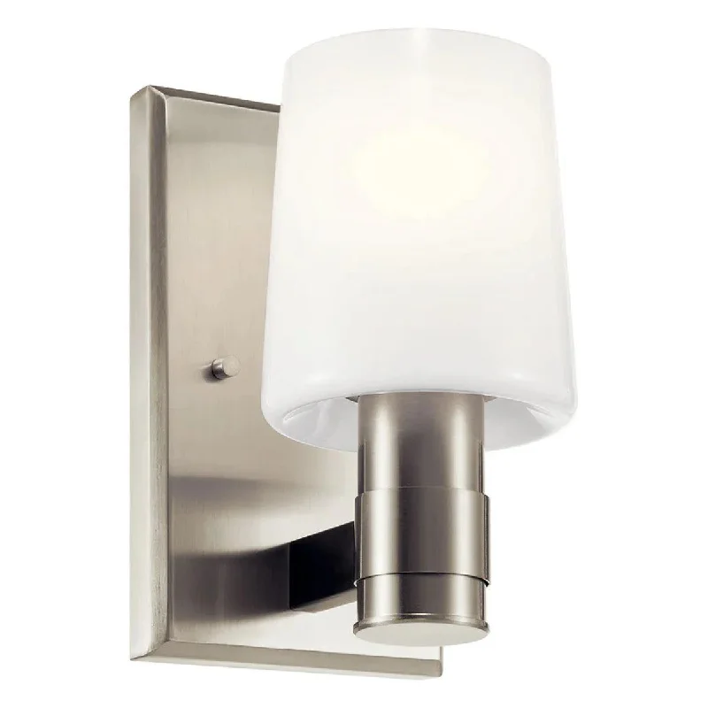 Industrial Lighting with High CRI (Color Rendering Index) for True Color PerceptionAdani 8" 1-Light Wall Sconce With Opal Glass, Brushed Nickel Finish