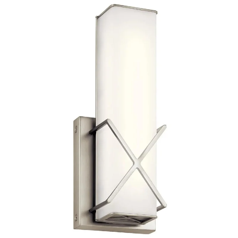 Industrial Exit Sign Lighting for Quick EvacuationTrinsic 12" 1-Light LED Wall Sconce With Clear Satin Etched Glass, Brushed Nickel Finish