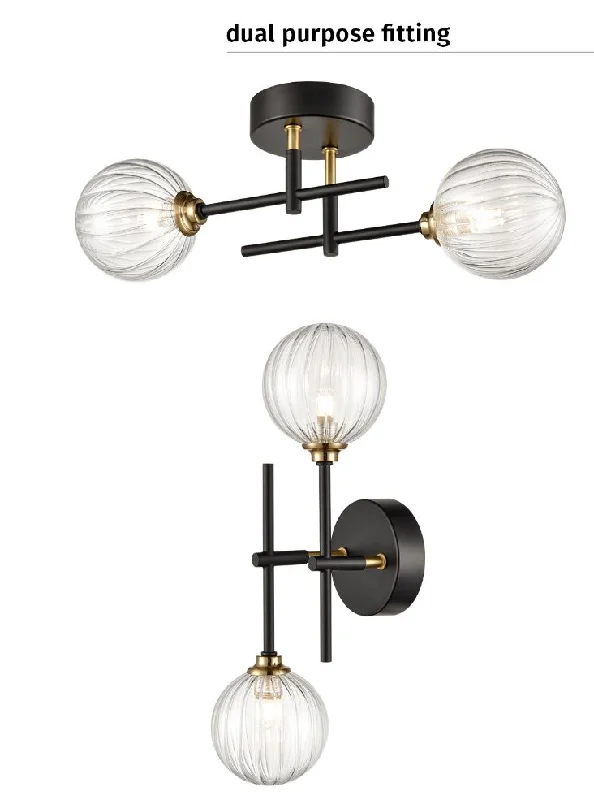 Low - voltage track lighting for safetyAbstract 2lt Bathroom Centre Ceiling Light  - Black and Brass/Chrome Finish