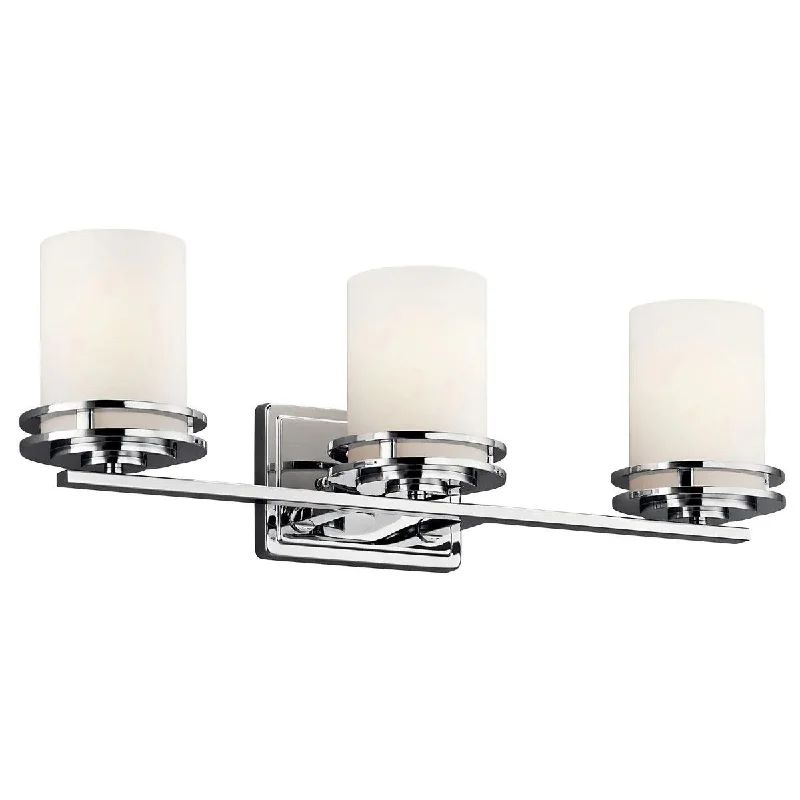 Industrial Lighting for Woodworking FactoriesHendrik 24 In 3-Lights Bathroom Vanity Light With Satin Etched Cased Opal Glass, Chrome Finish Industrial Lighting for Woodworking FactoriesHendrik 24 In 3-Lights Bathroom Vanity Light With Satin Etched Cased Opal Glass, Chrome Finish