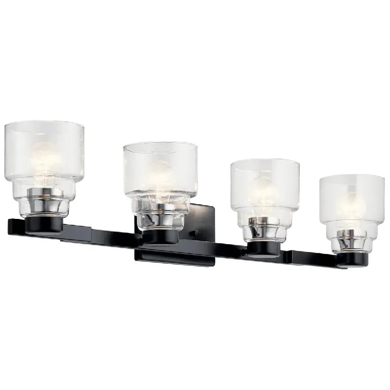 Industrial Area Lighting for Large Open SpacesVionnet 34 In 4-Lights Bathroom Vanity Light, Black Finish Industrial Area Lighting for Large Open SpacesVionnet 34 In 4-Lights Bathroom Vanity Light, Black Finish