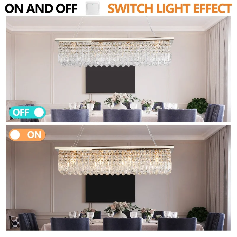 Chandeliers with Venetian Glass for a Luxurious LookChandeliers with Venetian Glass for a Luxurious Look8-Light Gold Rectangle Raindrop Chandelier(Bulb Not Included)