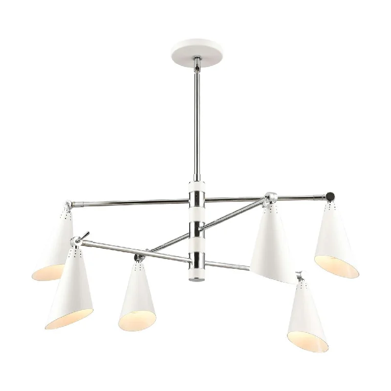 Chandeliers with Metal Frames in Black FinishChandeliers with Metal Frames in Black FinishCalder 6-Light chandelier in Polished Chrome / White ELK Lighting Chandeliers with Metal Frames in Black FinishChandeliers with Metal Frames in Black FinishCalder 6-Light chandelier in Polished Chrome / White ELK Lighting