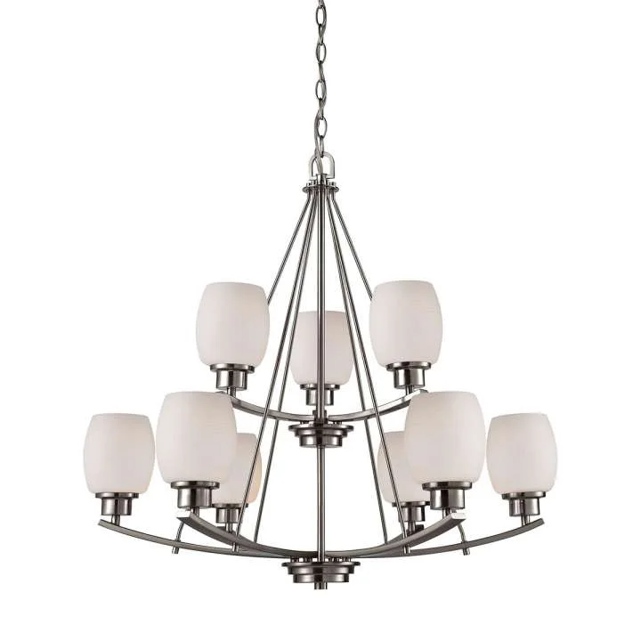 Chandeliers with Metal Frames in Silver FinishChandeliers with Metal Frames in Silver FinishCasual Mission 9-Light Chandelier in in Brushed Nickel with White Lined Glass Chandeliers with Metal Frames in Silver FinishChandeliers with Metal Frames in Silver FinishCasual Mission 9-Light Chandelier in in Brushed Nickel with White Lined Glass