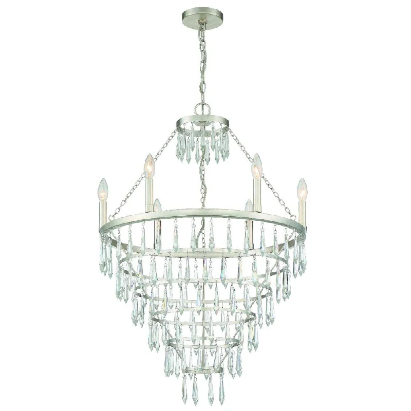 Chandeliers with Frosted Glass for a Softer Light DiffusionChandeliers with Frosted Glass for a Softer Light DiffusionLucille 6 Light Antique Silver Chandelier