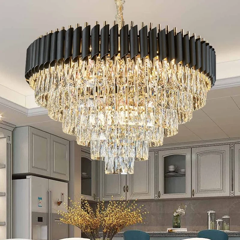 Chandeliers with Metal Frames in Black FinishChandeliers with Metal Frames in Black FinishLuxury Round Black Modern Crystal Led Chandelier For Living Room Chandeliers with Metal Frames in Black FinishChandeliers with Metal Frames in Black FinishLuxury Round Black Modern Crystal Led Chandelier For Living Room