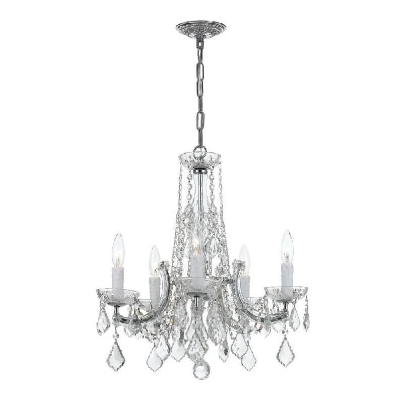 Chandeliers with Metal Frames in Silver FinishChandeliers with Metal Frames in Silver FinishMaria Theresa 5 Light Hand Cut Crystal Polished Chrome Chandelier