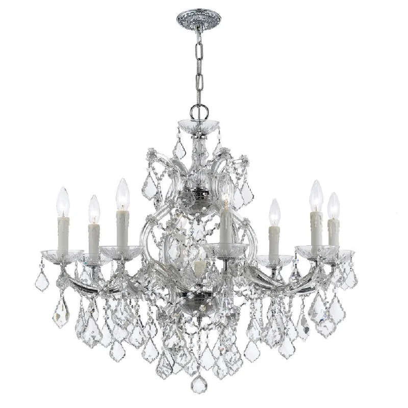 Chandeliers with Clear Crystal for a Sparkling EffectChandeliers with Clear Crystal for a Sparkling EffectMaria Theresa 9 Light Hand Cut Crystal Polished Chrome Chandelier Chandeliers with Clear Crystal for a Sparkling EffectChandeliers with Clear Crystal for a Sparkling EffectMaria Theresa 9 Light Hand Cut Crystal Polished Chrome Chandelier