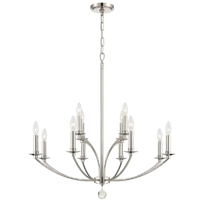 Chandeliers for High Ceilings to Fill Vertical SpaceChandeliers for High Ceilings to Fill Vertical SpaceMila 12 Light Polished Nickel Chandelier