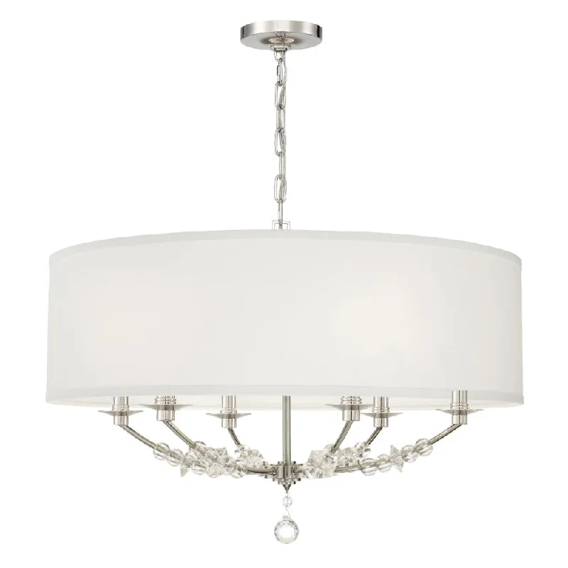 French Country Chandeliers with a Romantic AuraFrench Country Chandeliers with a Romantic AuraMirage 6 Light Polished Nickel Drum Shade Chandelier French Country Chandeliers with a Romantic AuraFrench Country Chandeliers with a Romantic AuraMirage 6 Light Polished Nickel Drum Shade Chandelier