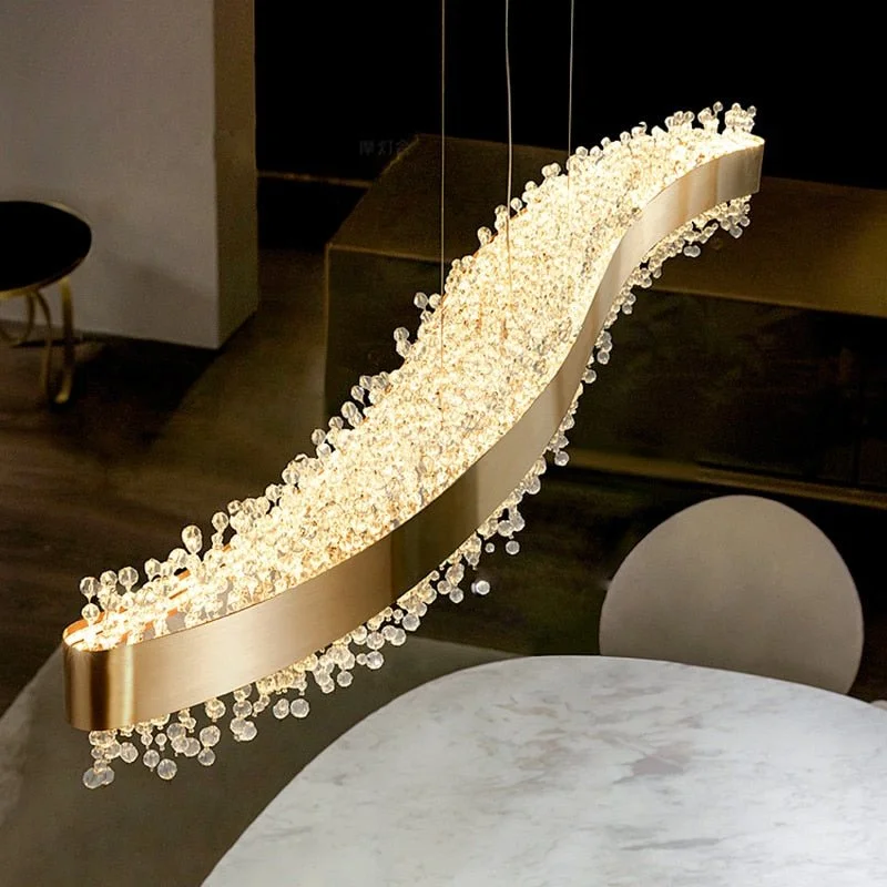 Chandeliers with Metal Frames in Bronze FinishChandeliers with Metal Frames in Bronze FinishModern S Shape Crystal Chandelier Lighting Dining Room Kitchen Island