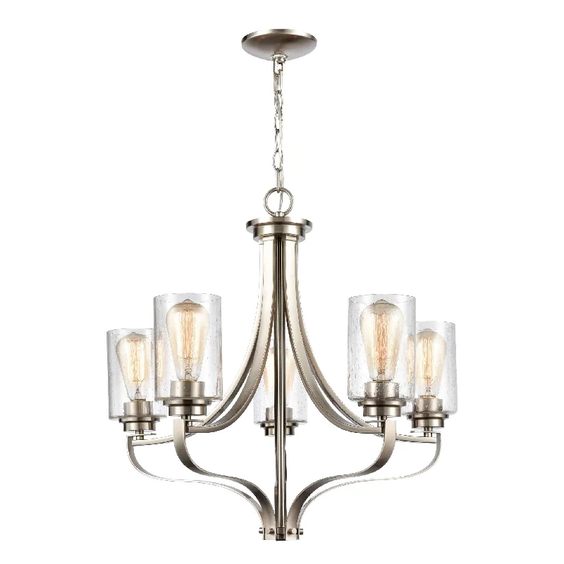 Chandeliers with Metal Frames in Gold FinishChandeliers with Metal Frames in Gold Finish5L Chandelier In Bn  ELK