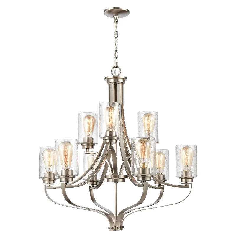 Chandeliers with Metal Frames in Black FinishChandeliers with Metal Frames in Black Finish9L Chandelier In Bn  ELK