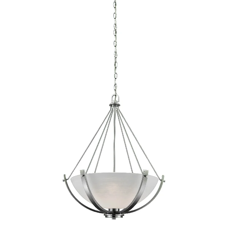 Victorian - Inspired Chandeliers with Ornate DetailsVictorian - Inspired Chandeliers with Ornate DetailsCasual Mission 3-Light Chandelier In In Brushed Nickel With White Lined Glass  ELK