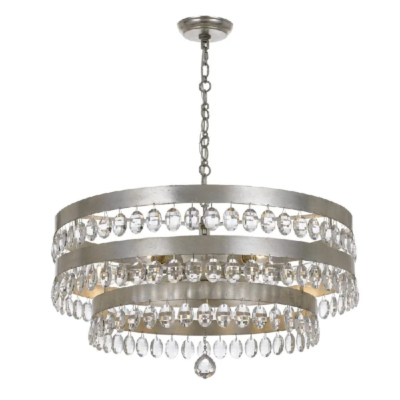 Chandeliers with Colored Glass for a Splash of ColorChandeliers with Colored Glass for a Splash of ColorPerla 6 Light Antique Silver Chandelier