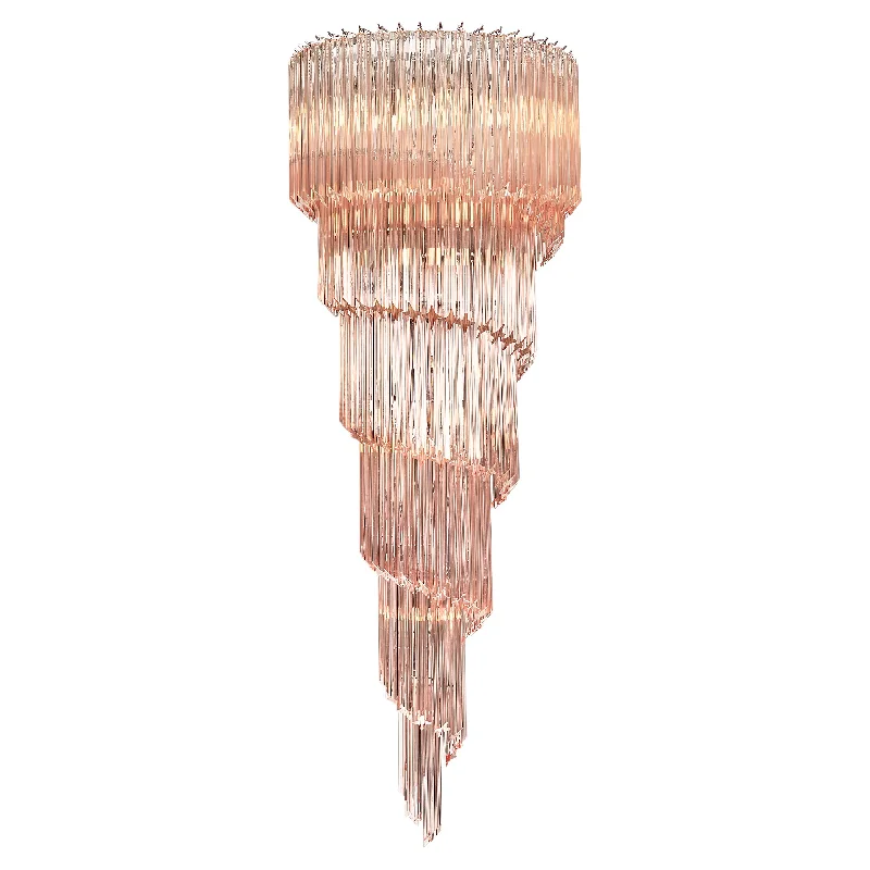 Chandeliers with Candle - Style Bulbs for a Classic AestheticChandeliers with Candle - Style Bulbs for a Classic AestheticPink Murano Glass Venini “Triedri” Spiral Chandelier