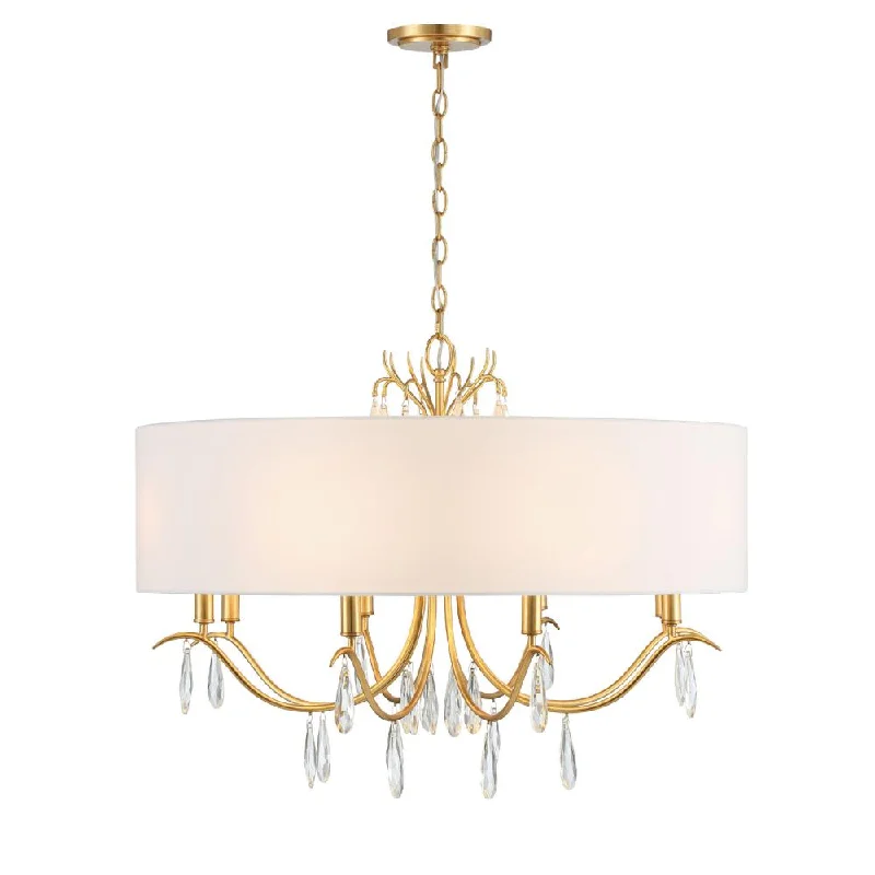 Chandeliers with Colored Glass for a Splash of ColorChandeliers with Colored Glass for a Splash of ColorRollins 8 Light Antique Gold Chandelier