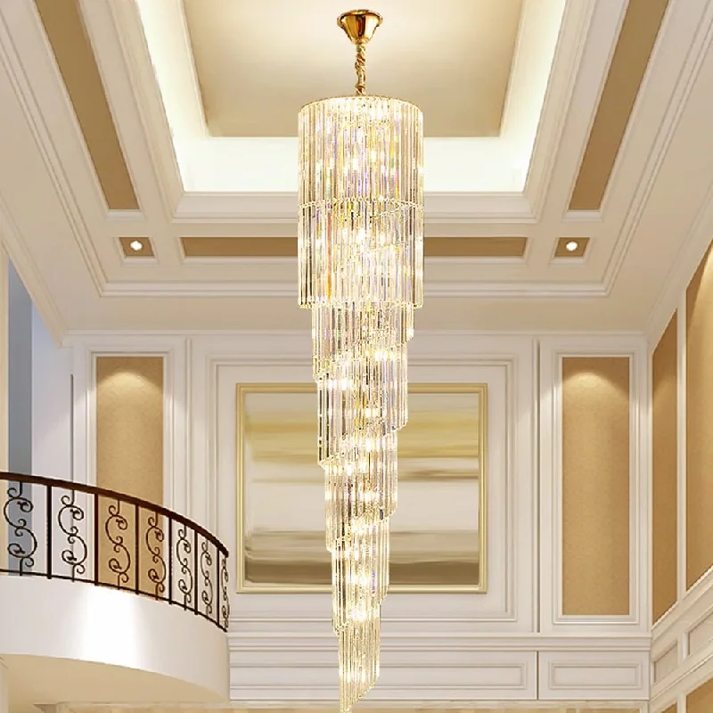 Chandeliers with Sputnik - Style Design for a Futuristic VibeChandeliers with Sputnik - Style Design for a Futuristic VibeSpiral Design Long Crystal Chandeliers LED Light Lustre Hanglamp Modern Staircase Lighting Fixtures
