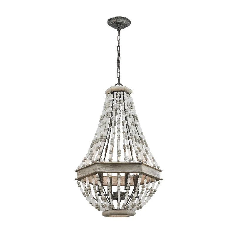 Chandeliers with Dimmable Lights for Ambiance ControlChandeliers with Dimmable Lights for Ambiance ControlSummerton 4-Light Chandelier in Washed Gray and Malted Rust with Strung Beads ELK Lighting