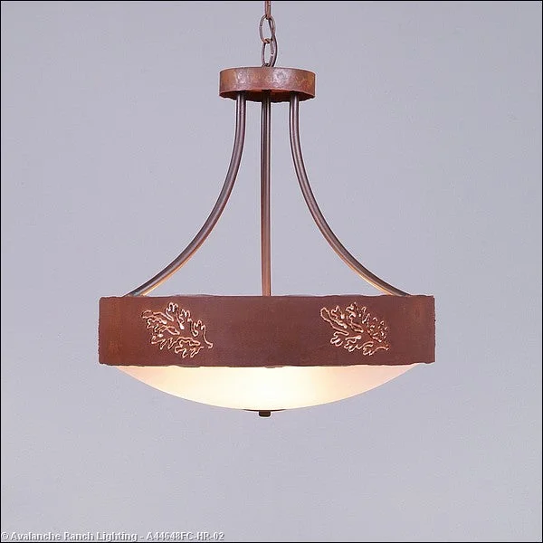 Moroccan Ceiling Lights with Colorful Stained Glass and Geometric CarvingsMoroccan Ceiling Lights with Colorful Stained Glass and Geometric CarvingsAvalanche Ranch Ridgemont-Cedar Bough Cutout A44648FC-HR-02 Pendant Light - Rust Patina