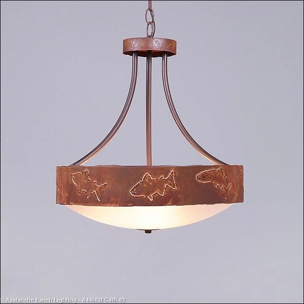 Steampunk Ceiling Lights with Gears, Cogs, and Brass AccentsSteampunk Ceiling Lights with Gears, Cogs, and Brass AccentsAvalanche Ranch Ridgemont-Fish Cutout A44662FC-HR-02 Pendant Light - Rust Patina