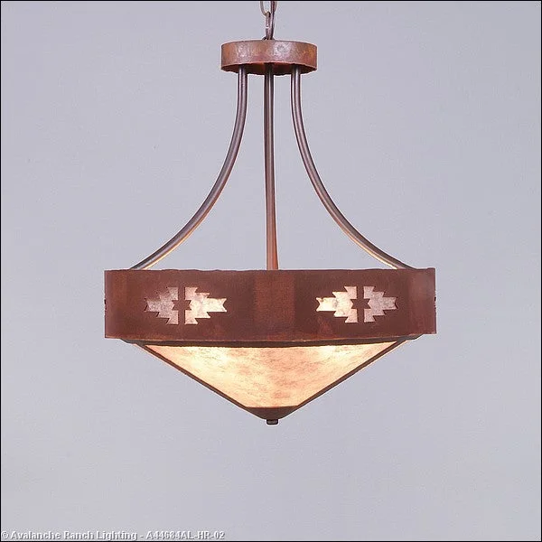 Moroccan Ceiling Lights with Colorful Stained Glass and Geometric CarvingsMoroccan Ceiling Lights with Colorful Stained Glass and Geometric CarvingsAvalanche Ranch Ridgemont-Pueblo A44684AL-HR-02 Pendant Light - Rust Patina