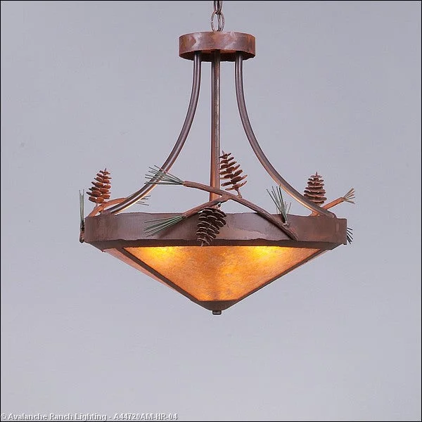 Contemporary Ceiling Lights with Unique, Abstract ShapesContemporary Ceiling Lights with Unique, Abstract ShapesAvalanche Ranch Crestline-Pine Cone A44720AM-HR-04 Pendant Light - Pine Green/Rust Patina