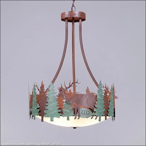 Steampunk Ceiling Lights with Gears, Cogs, and Brass AccentsSteampunk Ceiling Lights with Gears, Cogs, and Brass AccentsAvalanche Ranch Crestline-Elk A44834FC-HR-04 Pendant Light - Pine Green/Rust Patina