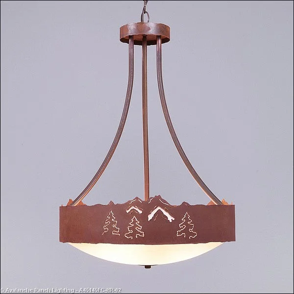 African - Inspired Ceiling Lights with Tribal Patterns and Natural MaterialsAfrican - Inspired Ceiling Lights with Tribal Patterns and Natural MaterialsAvalanche Ranch Ridgemont-Mountain-Pine Cutout A45145FC-HR-02 Pendant Light - Rust Patina African - Inspired Ceiling Lights with Tribal Patterns and Natural MaterialsAfrican - Inspired Ceiling Lights with Tribal Patterns and Natural MaterialsAvalanche Ranch Ridgemont-Mountain-Pine Cutout A45145FC-HR-02 Pendant Light - Rust Patina