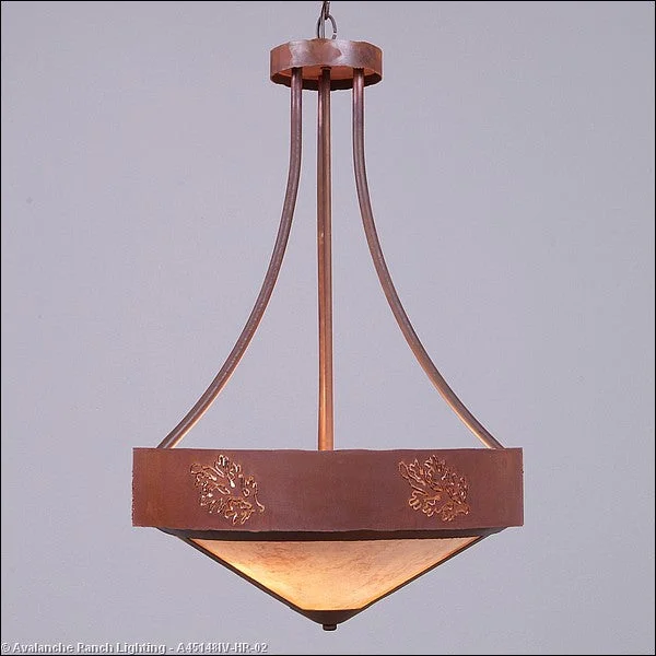 Scandinavian Style Ceiling Lights with Light Wood AccentsScandinavian Style Ceiling Lights with Light Wood AccentsAvalanche Ranch Ridgemont-Cedar Bough Cutout A45148IV-HR-02 Pendant Light - Rust Patina