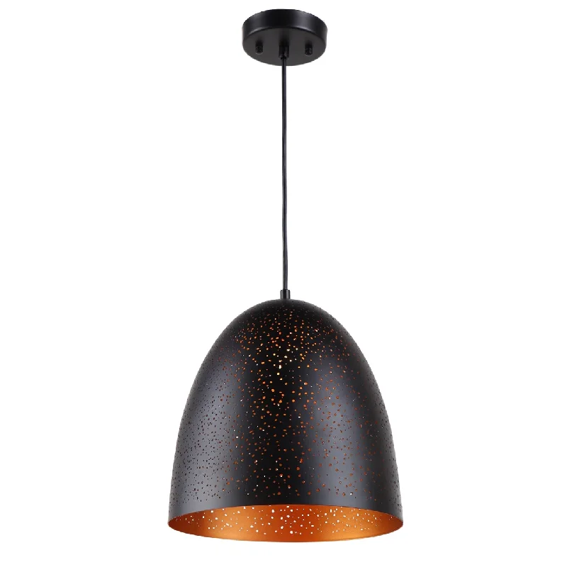 African - Inspired Ceiling Lights with Tribal Patterns and Natural MaterialsAfrican - Inspired Ceiling Lights with Tribal Patterns and Natural MaterialsChloe Lighting CH8H263BK12-DP1 Ironclad Farmhouse 1 Light Textured Black & Gold Mini Ceiling Pendant 12`` Wide