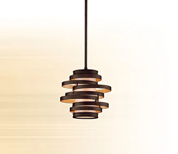 Indian - Themed Ceiling Lights with Intricate Filigree and Mirror WorkIndian - Themed Ceiling Lights with Intricate Filigree and Mirror WorkCorbett Vertigo 113-41 Pendant Light - Bronze And Gold Leaf