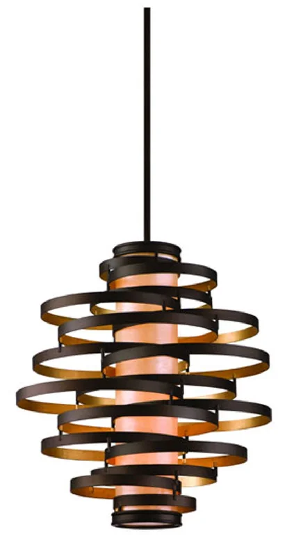 Moroccan Ceiling Lights with Colorful Stained Glass and Geometric CarvingsMoroccan Ceiling Lights with Colorful Stained Glass and Geometric CarvingsCorbett Vertigo 113-44 Pendant Light - Bronze And Gold Leaf