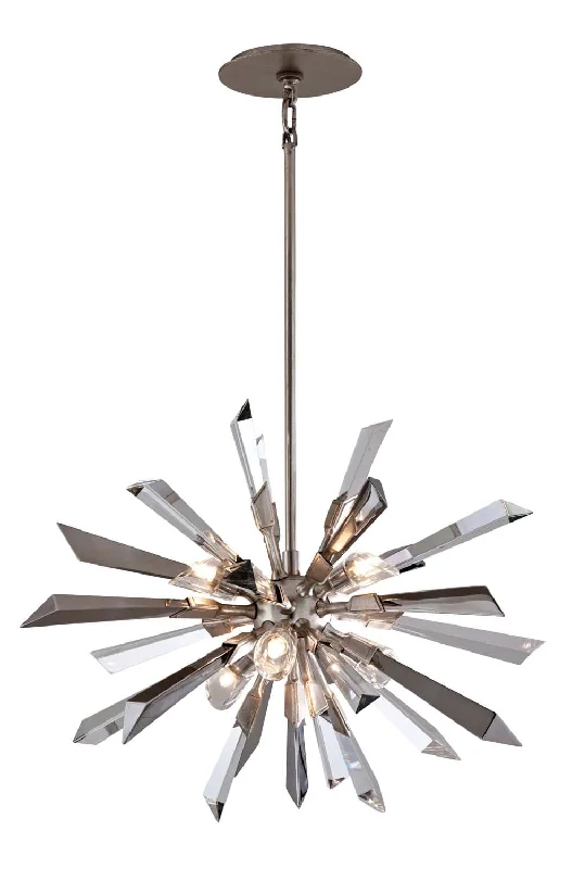 Art Deco Ceiling Lights with Geometric Patterns and Metallic FinishesArt Deco Ceiling Lights with Geometric Patterns and Metallic FinishesCorbett Inertia 140-46 Pendant Light - Silver Leaf