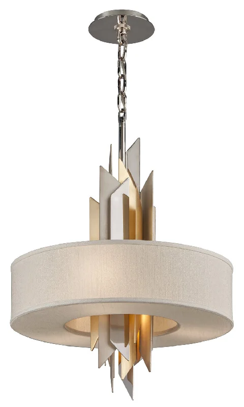 Indian - Themed Ceiling Lights with Intricate Filigree and Mirror WorkIndian - Themed Ceiling Lights with Intricate Filigree and Mirror WorkCorbett Modernist 207-44 Pendant Light - Pol Ss W Silver/Gold Leaf