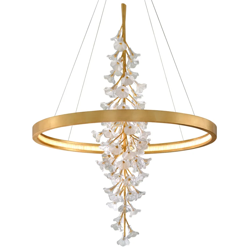 Tropical - Themed Ceiling Lights with Palm - Leaf Shapes and Rattan WrapsTropical - Themed Ceiling Lights with Palm - Leaf Shapes and Rattan WrapsCorbett Jasmine 268-73 Pendant Light - Gold Leaf