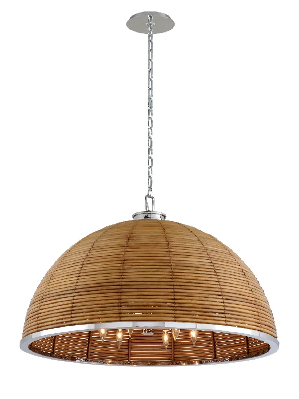 Mediterranean - Style Ceiling Lights with Terra - Cotta and Ceramic DetailsMediterranean - Style Ceiling Lights with Terra - Cotta and Ceramic DetailsCorbett Carayes 277-412 Pendant Light - Natural Rattan Stainless Steel