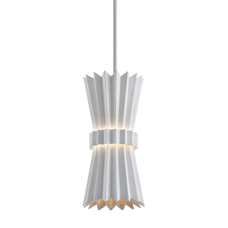African - Inspired Ceiling Lights with Tribal Patterns and Natural MaterialsAfrican - Inspired Ceiling Lights with Tribal Patterns and Natural MaterialsCorbett Moxy 313-41-GSW Pendant Light - Gesso White
