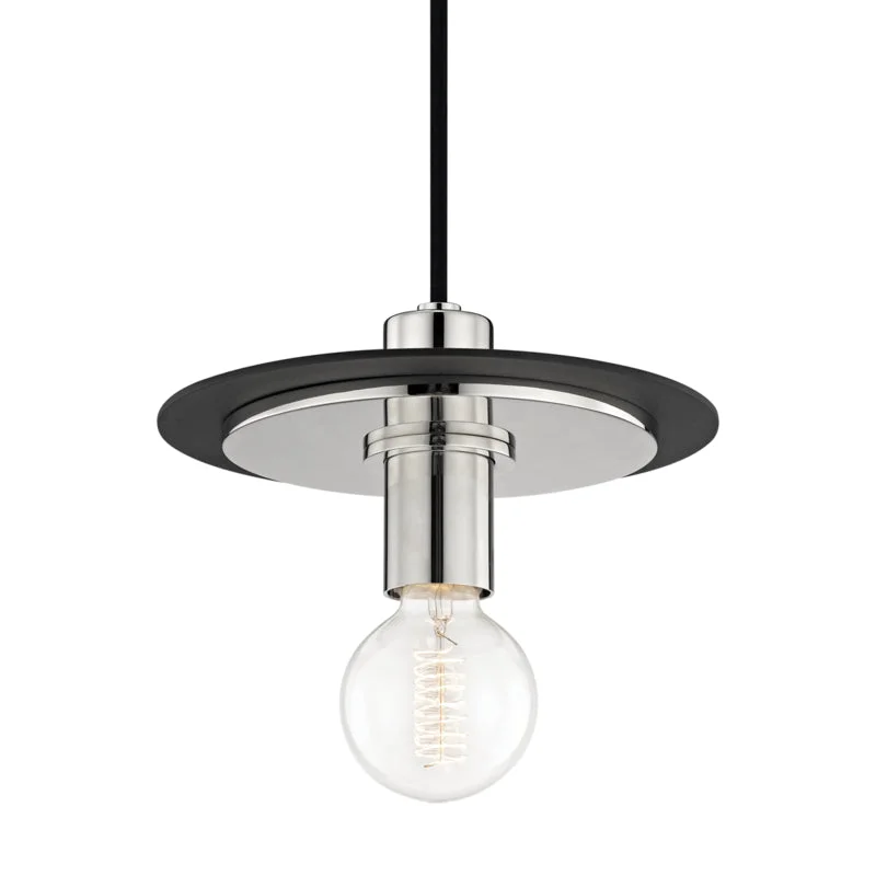 Tropical - Themed Ceiling Lights with Palm - Leaf Shapes and Rattan WrapsTropical - Themed Ceiling Lights with Palm - Leaf Shapes and Rattan WrapsMitzi Milo H137701S-PN/BK Pendant Light - Polished Nickel/Black